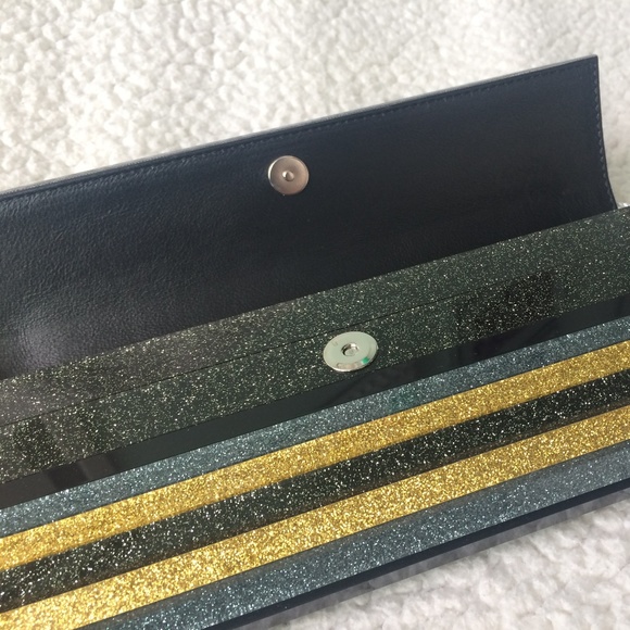 Jimmy Choo Sweetie Black Gold and Silver Acrylic Glitter Clutch - Picture 7 of 16